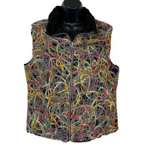 Sno Skins Wool Blend Reversible Multicolored Fiber Art Vest